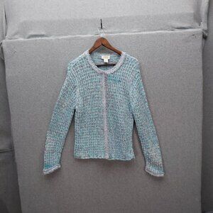 Talbots XL Womens Textured Sweater Blue & Purple Cotton Blend Long Sleeve